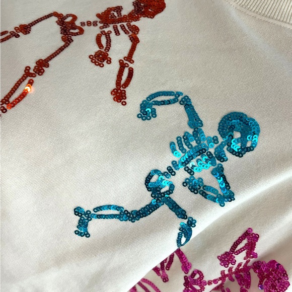 PEACH LOVE CALIFORNIA skeleton French terry crop top S M L - Picture 7 of 8